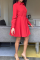 Tangerine Red Casual Solid Patchwork Turndown Collar Shirt Dress Dresses