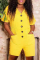 Yellow Casual Solid Split Joint V Neck Straight Jumpsuits