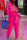 Rose Red Casual Solid Split Joint With Belt Zipper Turndown Collar Straight Jumpsuits