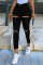 Black Fashion Casual Solid Ripped High Waist Skinny Jeans
