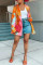 Orange Fashion Casual Print Cardigan Two Lapel Outerwear