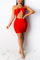 Red Sexy Fashion Sleeveless Strapless Dress