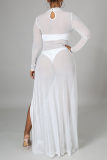 White Sexy Hot Drilling High Opening Half A Turtleneck Irregular Dress Dresses