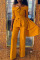 Tangerine Elegant Solid Patchwork Buttons Asymmetrical Off the Shoulder Long Sleeve Two Pieces