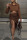 Coffee Sexy Solid Patchwork Asymmetrical Turndown Collar Long Sleeve Two Pieces