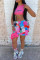 Pink Fashion Casual Print Basic Plus Size Shorts
