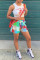 Yellow Fashion Casual Print Basic Plus Size Shorts
