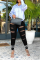 Black Casual Solid Ripped Plus Size Jeans