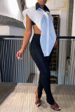 Black Fashion Casual Solid Slit Skinny High Waist Pencil Trousers