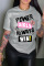 Grey Casual Letter Print Split Joint O Neck T-Shirts