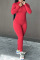 Red Casual Solid Split Joint Zipper Collar Skinny Jumpsuits