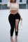 Medium Blue Fashion Casual Solid Bandage Hollowed Out High Waist Skinny Jeans