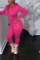 Pink Casual Solid Split Joint Zipper Hooded Collar Long Sleeve Two Pieces