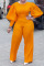 Yellow Casual Solid Split Joint O Neck Straight Jumpsuits
