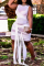 White Sexy Patchwork See-through Strap Design O Neck Plus Size Sleeveless Dresses
