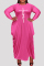Army Green Fashion Casual Plus Size Print Asymmetrical O Neck Long Sleeve Dresses