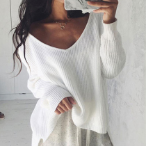 White Trendy Long Sleeves Sweaters