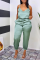 Green Sexy Solid Split Joint Spaghetti Strap Harlan Jumpsuits