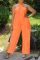 Tangerine Red Casual Solid Split Joint Halter Loose Jumpsuits