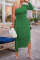 Green Fashion Sexy Solid Patchwork Backless Oblique Collar Long Sleeve Dresses