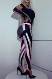 Pink Casual Sportswear Patchwork Basic Skinny High Waist Pencil Trousers