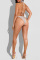Apricot Fashion Sexy Patchwork Hot Drilling Tassel Bandage Backless Swimwears