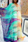 Purple Green Fashion Casual Print Slit V Neck Long Sleeve Two Pieces