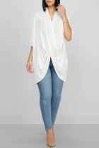 White Fashion Casual Loose Irregular Solid Tops