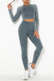 Grey Casual Sportswear Solid Patchwork Two-piece Set