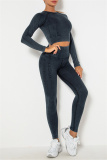 Black Casual Sportswear Solid Patchwork Two-piece Set