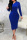 Blue Fashion Casual Solid Basic O Neck Long Sleeve Dresses