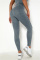 Grey Casual Sportswear Solid Split Joint Skinny High Waist Trousers