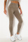 Coffee Casual Sportswear Solid Split Joint Skinny High Waist Trousers