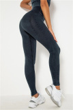 Grey Casual Sportswear Solid Patchwork Skinny High Waist Trousers