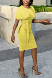 Yellow Fashion Sexy Short Sleeve Dress