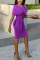 Purple Fashion Sexy Short Sleeve Dress