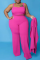 Pink Casual Solid Split Joint Plus Size Two Pieces