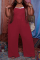 Black Casual Solid Patchwork Square Collar Plus Size Jumpsuits