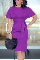 Purple Fashion Sexy Short Sleeve Dress