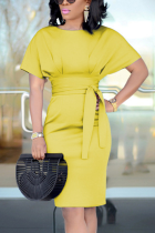 Yellow Fashion Sexy Short Sleeve Dress