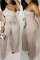 Beige Fashion Sexy One Shoulder Long Sleeve Single Sleeve Regular Solid Jumpsuits