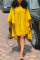 Yellow Street Fashion adult Cap Sleeve Long Sleeves O neck pleated Knee-Length Draped Solid Long