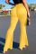 Yellow Casual Solid Boot Cut High Waist Speaker Solid Color Bottoms
