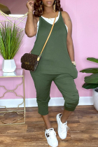 Ink Green Fashion Casual Solid Backless Spaghetti Strap Regular Jumpsuits (Without Vest)