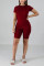 Black knit Sexy Solid Two Piece Suits Patchwork Straight Short Sleeve