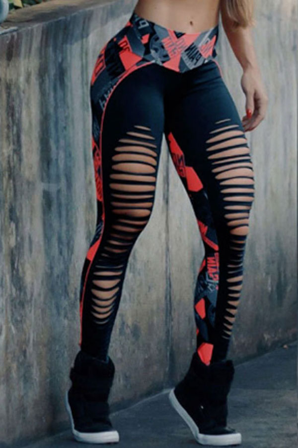 

Black Sportswear Broken Holes Leggings