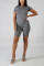 Black knit Sexy Solid Two Piece Suits Patchwork Straight Short Sleeve