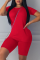 Black knit Sexy Solid Two Piece Suits Patchwork Straight Short Sleeve