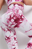 Purple Casual Sportswear Print Basic High Waist Yoga Trousers