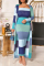 Blue Fashion Casual Patchwork Basic Long Sleeve Two Pieces